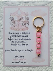 Resim Atlı Karınca Model Özel Tasarım Pembe Anahtarlık Hastane Yeni Doğan 40 Mevlidi Hediyelik 72 Adet 