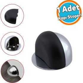 Resim Nzb Yarımay Kapı Stoperi Tamponu Vidalı Metal Ağır Kapı Stopu Hızlı Durdurucu Tutucu Krom Gümüş 1 Adet 