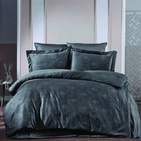 Resim Maxstyle Jakarlı Saten Giza Antrasit Çift Kişilik Nevresim Takımı 