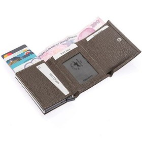 Resim Westpolo Hakiki Deri Unisex Mekanizmalı Cüzdan 8 Kartlık - Kum Kum 