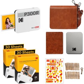 Resim Kodak Mini 3 Retro - Taşınabilir Fotoğraf Yazıcısı( Kare 8x8cm Baskı - Beyaz ) BUNDLE 