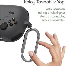 Resim Galaxy Buds 3-Pro-3 Fe Için Kulaklık Kılıfı Darbe Emici Köşe Korumalı Buds 3 Pro Koruyucu Yumuşak Tpu Oyun Konsolu Görünümlü Buds 3 Pro Kılıfı (Koyu Gri) 