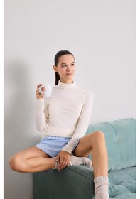 Resim Defacto Modal Kaşmir Yumuşak Dokulu Balıkçı Yaka Uzun Kollu Üst-fall İn Love F3167ax25auer100 Ekru 