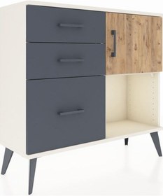 Resim Arges Şifonyer Tek Raflı 3 Çekmeceli Tek Kapaklı 88x30x80 Aytaşı-çam/antrasit Çam/antrasit 