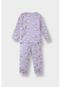 Resim Defacto Kız Bebek Pijama Takımı Unicorn Baskılı Uzun Kollu Üst Uzun Alt F0632a525aupr306 Mor 
