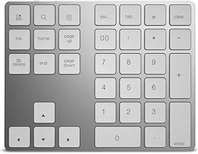Resim Mistaha Kablosuz Sayısal Klavye Alüminyum 34 Anahtar BT Klavye Windows/iOS/Android için Dahili Pil Tuş Takımı (Gümüş) 