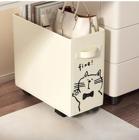 Resim Meridiangoods Krem Beyaz Mobil Ofis Organizatör Sepeti 360 Derece Dönen Tekerlekli Depolama Arabası Krem Beyaz 