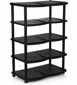 Resim Modern Tasarım 5 Bölmeli Siyah Ayakkabılık Siyah 