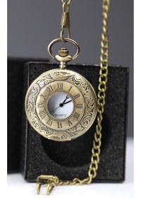 Resim imsaconcept Önü Açık Roma Rakamları ve Desen İşlemeli Bronz Köstekli Saat Kutulu 