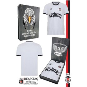 Resim Beşiktaş Orijinal Lisanslı Nostalji Beyaz Çocuk Forma Bjk Kartal Baskılı Hediyelik Ahşap Kutulu Beyaz - Kırmızı 