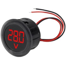 Resim 4-100v Dc Voltmetre Yuvarlak Panel Tip Montajlanabilir Dijital Kırmızı Renk Led Ekran Voltaj İzleme 