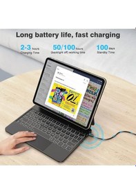 Resim Apple Uyumlu iPad Pro 12.9 5. Nesil 6. Nesil Klavye Magic Keyboard Touchpad Q Akıllı Klavyeli Kılıf -ışıklı 