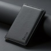 Resim Denior Ultra-İnce Karbon Fiber Cüzdan Manyetik Kapatma, 2 Kart Yuvası ve Telefon Uyumlu - Erkekler için Şık Siyah İş Stili Hediye 