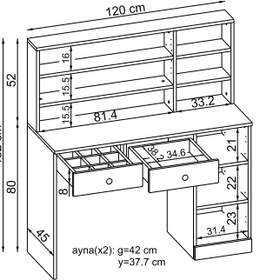 Resim Makyaj Masası - Ella - Beyaz / 120 Cm 