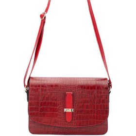 Resim Tamer Tanca Kadın Hakiki Deri Kırmızı Postacı Çanta 1023 174 Bn Canta Y24 Kırmızı Kroko Kırmızı 