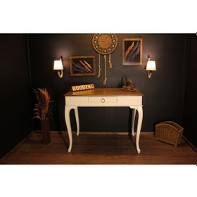 Resim Wooding 110 Cm Masif Ceviz Krem Çalışma Masası 