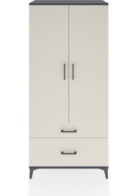 Resim Hyperion Dolap 2 Raflı 2 Çekmeceli Tek Askılı 88x44x195 Antrasit-aytaşı Antrasit 