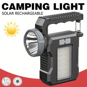 Resim 1 adet Çok Fonksiyonlu Acil Durum LED El Feneri COB Projektörlü, Güneş Enerjili Arama Işığı, Taşınabilir Aydınlatma Lambaları Açık Hava, Balıkçılık, Kampçılık için 