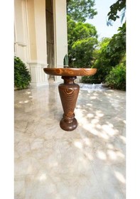 Resim Doğal Masif Ahşap Tekli Yan Sehpa Açık Ceviz Renk Kahverengi 