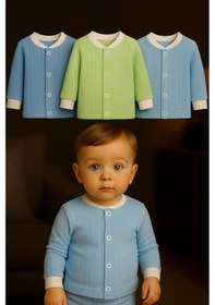 Resim Sof'uska Yenidoğan Bebekler İçin 3'lü Vücut Giyen Kazak Seti 21042740 Yeşil 