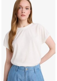 Resim DeFacto Bisiklet Yaka Basic Düz Kısa Kollu Tişört F4830AX25AUER105 