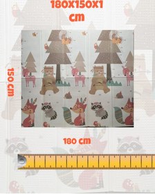 Resim Katlanabilir Çift Taraflı Eğitici Çocuk Oyun Matı, Halısı 180x150 Taşıma Çantalı - Ayı 