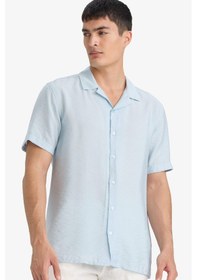 Resim Defacto Modern Fit Yazlık Polo Yaka Basic Düz Kısa Kollu Gömlek V8406az25smbe215 Mavi 