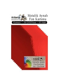 Resim Metalik Aynalı Fon Kartonu 10 Lu A4 20x30 Cm 1 Paket Okul Sınıf Dekoratif Pırıltılı Folyo Kağıt Dekoratif Anasınıfı Kreş Kırmızı 