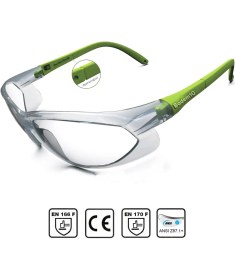 Resim Bisiklet Gözlüğü Şeffaf Yüz Ayarlı Motorcu Rüzgar Korumalı Gözlük Yeşil Saplı Uv Koruyucu 