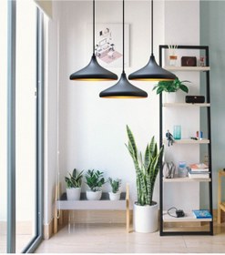 Resim Bamyum Üçlü Champion Siyah Sarkıt Lamba Yemek Masası Oturma Odası Mutfak Salon Otel Showroom Café 