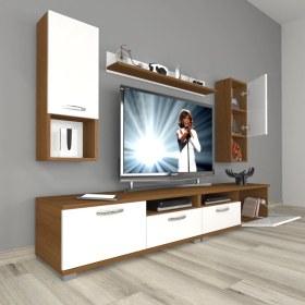 Resim Decoraktiv Eko 5200DA Mdf Tv Ünitesi Tv Sehpası - Ceviz - Beyaz 