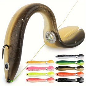 Resim 5 adet 7cm/10cm Biyonik Yumuşak Yılan Balığı, Sahte Balıkçılık Yemleri Minnow Bass Blackfish Catfish için, Tatlısu Balıkçılığı İçin Balıkçılık Takımı 