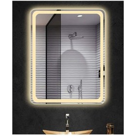 Resim EagleMırror 65x40cm Diktörgen Dekoratif Banyo Duvar Aynası Ledli Banyo Duvar Aynası Salon Duvar Aynası 