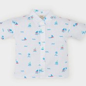 Resim DeFacto Erkek Bebek Deniz Baskılı Flamlı Poplin Kısa Kollu Gömlek E8964A525SMER85 Ekru 