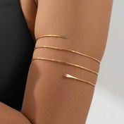 Resim 1 adet Kadın Ayarlanabilir Geometrik Metal Manşet Bileklik - KC Altın Kaplama Minimalist Katmanlı Açık Bilezik Günlük Rahat Tatil Sokak Giyimi Takı Hediyesi için 