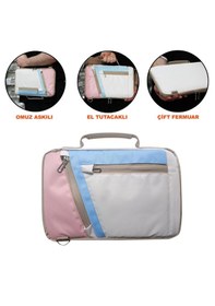 Resim Microcase Samsung Uyumlu Galaxy Tab S10 Lite Tablet İçin Omuz Askılı El Tutacaklı Universal Sleeve Taşıma Çantası Al4346 Pembe Mavi Krem Omuz Çantası 