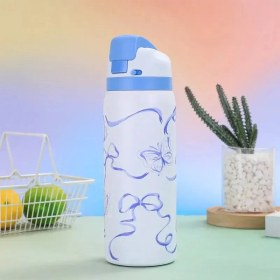 Resim Oein 304 Termos Şişe Karikatür Desen Bulunma Kupası Paslanmaz Çelik Taşınabilir Saman Atlama Kupası Büyük Kapasite Açık Hava Spor Su Cupacity1000MLBeyaz (Yurt Dışından) 