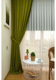 Resim Evdepo Home Fıstık Yeşil Düz Renk Soft Fon Perde Tek Kanat Yeşil 