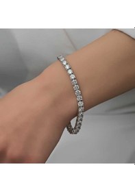 Resim Gümüş 2.5 Mm Beyaz Taşlı Su Yolu Kadın Bileklik Çok Renkli 