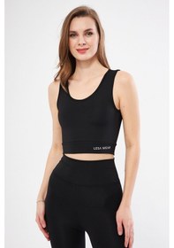 Resim Lesa Wear Halter Yaka Spor Sütyeni Crop Top Siyah 