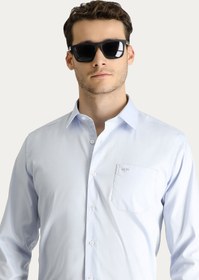 Resim Açık Mavi Uzun Kol Klasik Non Iron Oxford Pamuklu Gömlek 
