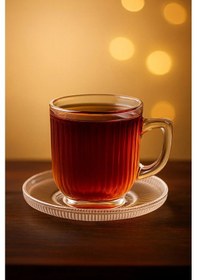 Resim 6 Kişilik 12 Parça Cam Çay Takımı Çay Bardağı Ve Tabak Seti 