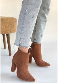 Resim Topuklu Yandan Fermuarlı Bot Vizon Topuk Boyu 10 Cm Vizon 