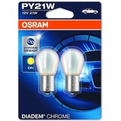 Resim Osram Py21W Krom Sinyal Ampulü Diadem Chrome 2'Li Takım 12V 21W T 