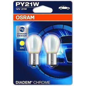 Resim Osram Py21W Krom Sinyal Ampulü Diadem Chrome 2'Li Takım 12V 21W T 