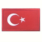Resim 1 adet Türk Bayrağı Nakışlı Yama, Polyester Taktik Aplike, Kapaklar, Giysiler, Sırt Çantaları için Emblem Rozeti, Cırt Cırt ile 