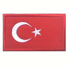 Resim 1 adet Türk Bayrağı Nakışlı Yama, Polyester Taktik Aplike, Kapaklar, Giysiler, Sırt Çantaları için Emblem Rozeti, Cırt Cırt ile 
