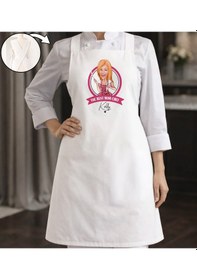 Resim Bk Gift Kişiye Özel Karikatürlü Anneler Günü Tasarımlı Çapraz Askılı Beyaz Mutfak Önlüğü - 2, Aşçı Önlüğü, Şef Önlüğü, Anneye Hediye Kobitmeyencom3593 Renkli 