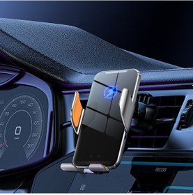 Resim Sones C9 Araç Kablosuz Şarj Cihazı Telefon Tutucu Kızılötesi Otomatik Sıkıştırma Metal Telefon Montajlı Araç Şarj Cihazı Gri 
