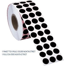 Resim Tanex Işaretleme Nokta Etiketi 10Mm 5000Adt Siyah Nokta Etiket 